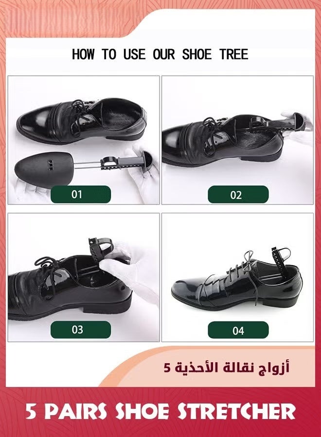 EETU Shoe Stretcher,5 Pair Plastic Adjustable Length Men Shoe Tree Stretcher,Wide Feet Shoe Stretchers Shoe Tree Stretcher Shaper For Men With Tension Spring Coil For Most Shoes,Black - Image 5